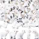 Amyhill 50 Pcs Mini Resin Lambs Tiny Goat Figurines Miniature Sheep Small Farm Animals Bulk for Spring Summer Christian DIY Micro Craft Planter Terrarium Garden First Communion Home Decor (White)