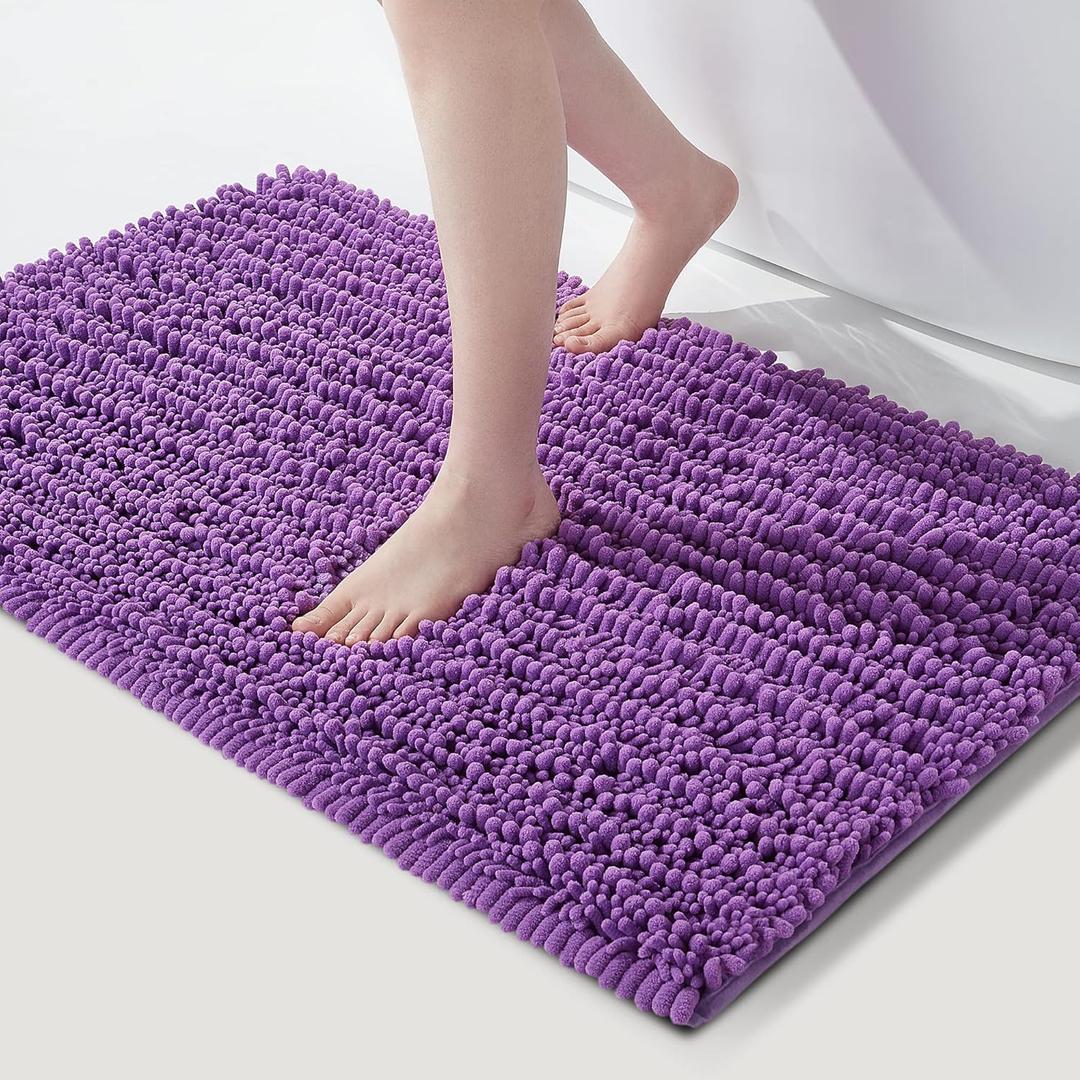 Soft Bathroom Rugs Chenille Bath Mat, Non-Slip Plush Shaggy Bathroom Mat Washable Bathroom Rug, Dry Quckily Bath Rugs Solid Color Bath Mats 20"×29"