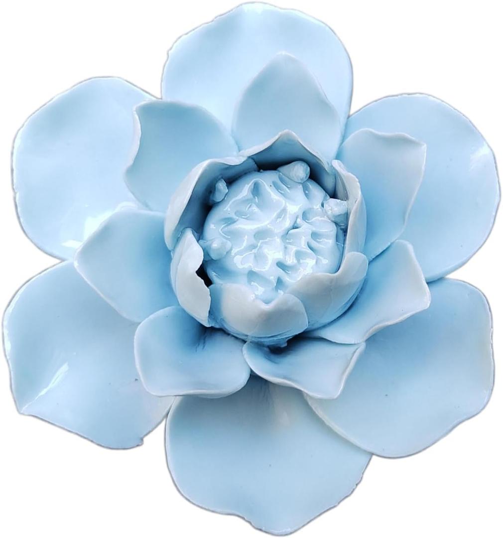 Graptopetalum pentandrum subsp. superbum,2.76" Ceramic Flower Wall Dcor Artificial 3D Flower Wall Art ,Handmade Ceramic Flowers, Decorative Floral Wall Art, Lifelike Artificial Wall Decor for Living Room Home Hallway Bedroom Kitchen Farmhouse Bathroom Dining Room