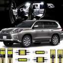 AENVTOL 17 Pieces Interior LED Lights Kit for Lexus LX570 2008 2009 2010 2011 2012 2013 2014 2015 2016 TOYOTA Land Cruiser 200 White LED Interior Bulbs Package + License Plate Lights, Install Tool