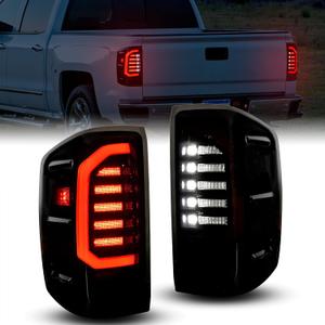 KEWISAUTO Smoked Full LED Taillight Rear Brake Stop Light for Chevy Silverado 1500 2500HD 3500HD 2014-2019, GMC Sierra 3500HD Dually 2015-2019, Only fit Models without Factory LED Tail Light (2PCS)
