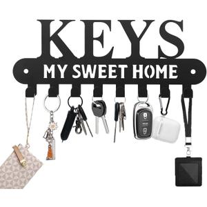 Key Hooks Holder for Wall Mounted with 8 Hooks, Key Hanger Rack Wall Decorative for Home, Dog Leash Holder, Entryway, Hallway, Office