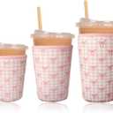 Reusable Insulated Neoprene Iced Coffee Cup Sleeve, Durable Drink Sleeve for Cold Beverages, Beverage Holder for Iced Coffee, Lovely Bows