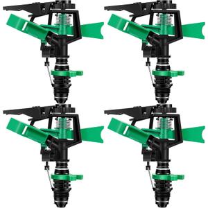 1/2 Inch Plastic Impact Sprinklers Heads Adjustable 0-360 Degree Pulsating Oscillating Watering Sprinkler Head for Garden Law Grass Yard Irrigation Supplies (4 Pieces)
