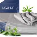 MR&HM Full Fitted Sheet Only, Ultra-Soft Rayon Derived from Bamboo & Polyester Blend, Silky & Breathable, 15" Deep Pocket with Elastic Straps, Cooling Fitted Sheet for Hot Sleepers, Silver Grey