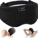 Sleep Mask with Headphones Bluetooth 5.4, LC-dolida Wireless Music Eye Mask for Sleeping Headphones with Soft Bamboo Cotton Cooling Breathable,Ultra-Thin Stereo Speaker for Side Sleepers (Black)