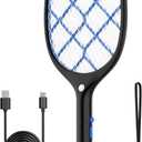 YISSVIC Electric Fly Swatter Bug Zapper Racket 4000V Rechargeable Mosquito Killer with LED Light for Indoor Home Office Backyard Patio Camping (Black Blue)