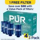 PUR Plus Faucet Mount Replacement Filter 4-Pack, Genuine PUR Water Filter for Sink Faucet, 3-in-1 Mineral Filtration, Lead Reducing, 1-Year Value, Blue (RF99994)