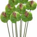 7pcs Artificial Anthurium Flowers Lifelike Flower 5.5" Head for Table Centerpieces Bridal Wedding Festival Christmas Hotel Home Floral Decor (Green)
