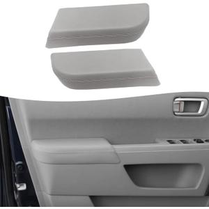 KBH Car Front Door Panel Armrest Cover Replacement for Honda Pilot 2009 2010 2011 2012 2013 2014 2015, Vinyl Leather Trim, 1 Pair, Gray (Leather Part Only)