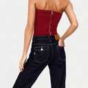 Mylleure Women Sheer Mesh Tube Top Back Zip Up Sleeveless Strapless Bandeau Crop Top Sexy See Through Going Out Streetwear (Black, Small)