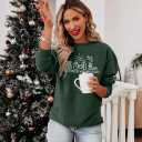 FAYALEQ Christmas Sweatshirt Women Merry Christmas Shirt Pullover Xmas Graphic Long Sleeve Tops (Green, S)