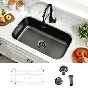 HLBLFY 31 Inch Black Undermount Kitchen Sink Large Corner