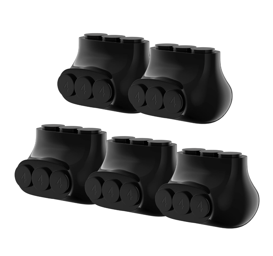 RVBOATPAT 3 Port Dual Entry Insulated Multi Tap Connector 4-14 AWG Black Insulated Connectors 5/32" Allen Hex Aluminum Wire Connector - 5 Pack