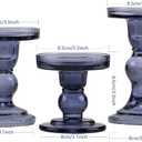 GMWD 3 Pcs Glass Candle Holder Set Clear, Blue Candlesticks Holders Pillar Taper Candles Tealight Stand for Wedding Centerpieces Home Decorations Dining Table