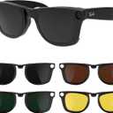 HiBloks 4Pcs Polarized Clip-on Compatible with Ray-Ban Meta Wayfarer & Gen 2 (RW4008/RW4012 Large), Discoloration Clip for Rayban Meta Gen 2 Accessories (Dark Green, Night Vision Yellow, Black, Brown)