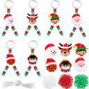 Quelay 30 Sets Christmas Keychain Craft Kit for Kids DIY Bead Key Chain Santa Beaded Keychain Making Crafts Gingerbread Man Elk Snowman Key Ring Charms for Xmas Gift School Classroom Activities