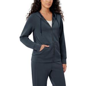 ODODOS Women's Modal Soft Full-Zip Hoodies Casual Relaxed Fall Outfit Hooded Jacket with Pockets (Navy, X-Large)