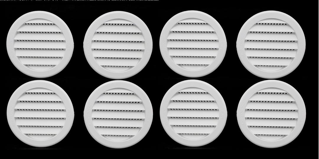 3" Round Plastic Louver Soffit Air Vent Reptile Screen Grille Cover (8, White)