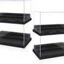 Pokiiulk Display Cases for Minifigures, 4 Mini-Figure Display Boxes Fits for Block Figures, Minifigures Cases with 3 Removable Stands Fits for Lego 95% Minifigs, Characters and People, L, Black