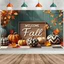 Welcome Fall Backdrop Large Size Thanksgiving Fall Party Banner Decorations Autumn Pumpkin Backdrop Banner for Thankgiving Autumn Party Supplies 70.8 x 43.3 Inch