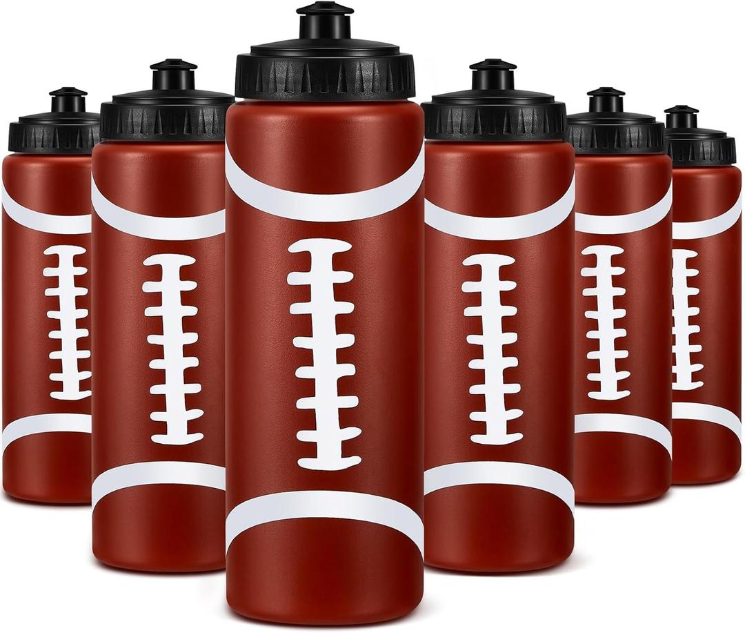 Yaomiao Football Water Bottle, Football Party Favors Bulk, 20 oz Reusable Bpa-Free Squeeze Water Bottles, Stuff for Sports Gifts, Team Gifts, Birthday, Tailgate Parties