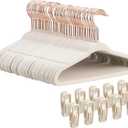 Tonswachic 50Pack 11 Inch Baby Closet Hangers with 10 Clips  Soft Velvet NonSlip Hangers for Infant & Toddler Clothes (Beige)