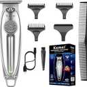 KEMEI Professional Beard and Hair Trimmer for Men, Cordless T-Blade Trimmers, Electric Hair Clippers for Barbers and Stylists, All Body Grooming Model 1949 (Km-19499-silvery)