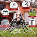 Nirohee Giant Halloween Decorations Outdoor Set,197" Triangle Spider Web with 59" Giant Spiders,86 Sqft Stretchy Spider Web,20 Fake Spiders,Halloween Party Decorations for Yard Haunted House Decor