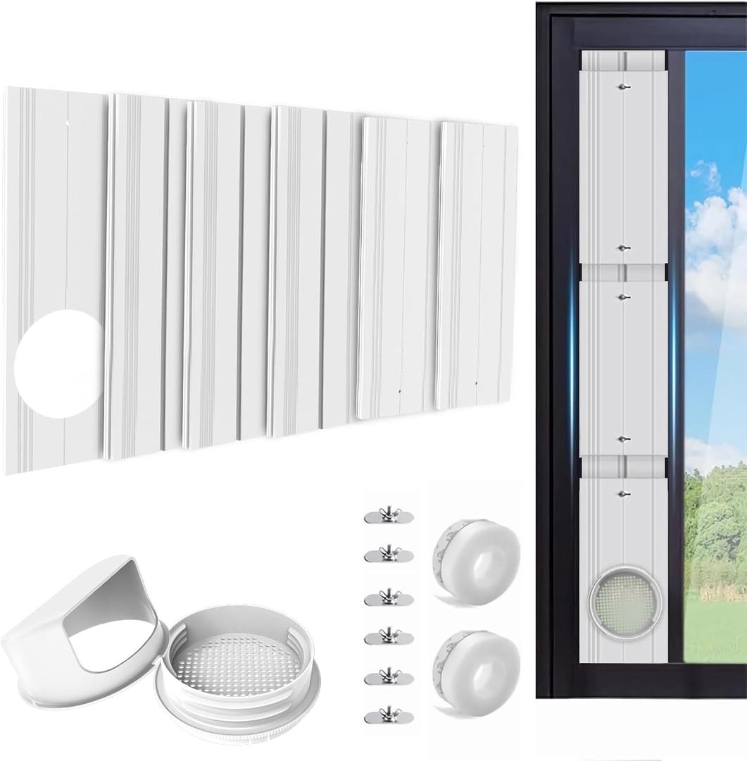 Portable AC Window Vent Kit, Adjustable PVC Window Seal Panel for Sliding Windows/Door, Portable Air Conditioner Window Kit Suitable for 5.1" / 5.9" AC Exhaust Hose(Not Include Hose)