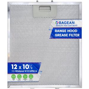 Bagean Range Hood Filter Replacement 12" x 10.5" W10169961A Compatible with Whirlpool Stove Hood Vent Filter - Aluminum Screen for Kitchen Overhead Exhaust Fan Blocks Grease & Filters Oven Air (1-Pk)