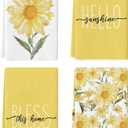 Artoid Mode Yellow Hello Sunshine Daisy Bless This Home Spring Kitchen Towels Dish Towels, 18x26 Inch Seasonal Summer Decoration Hand Towels Set of 4