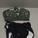 Blooming Jelly Women's Bikini Set Two Piece Swimsuit Modest Bathing Suit Petal Hollow V Neck Top String Mid Rise Bottom (Medium, Black and Green)