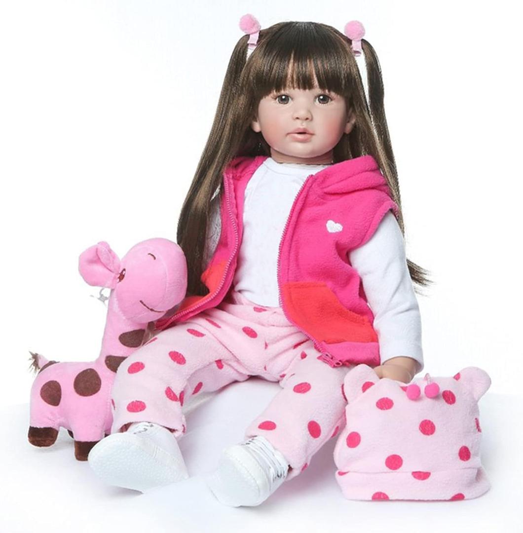 TERABITHIA 24inch 60cm Lifelike Big Size Soft Vinyl Reborn Toddler Princess Girl Doll Cuddly Cloth Body Newborn Dolls Child Holiday Birthday Gift