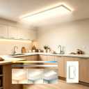 1Pack White 37.8In Flush Mount Ceiling Light, 24W 5280lm Thyristor (TRIAC) Dimmable Rectangle LED Ceiling Light,3-CCT 3000-6500K with Memory Funcation,IP54 for Kitchen/Bathroom/Hallway/Office