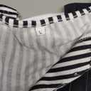 Disamer Summer Tops for Women Petal Short Sleeve Shirts Dressy Pleated Tunic 2026 Casual V Neck Button Down Blouses (Large, Striped Black)