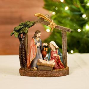 Alupssuc Nativity Set for Christmas Indoor Scene Decoration, Sculpted Hand Painted Nativity Figurines with Manger, Figures Set for Indoor Tabletop Decorations, Colorful