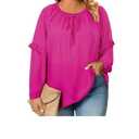 Eytino Womens Plus Size Tops Long Sleeve Crewneck Dressy. Casual Chiffon Blouse Flowy. Shirts, Size 2XL