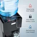 Igloo Top Loading Water Cooler with Removable Drip Tray & Energy-Saving Features- Water Tower with Hot, Cold Temperature Settings- Water Dispenser Fits 3 & 5-Gallon Jugs with Child Safety Lock- Black