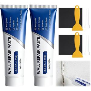 Drywal Repair Kit, 2 Pack Wall Mending Agent, Wall Patch Repair Kit with Scraper,Multi-Functional Drywall Patch Paste Repair Kit,Simple Filling of Wall Holes＆Efficient Crack Repair
