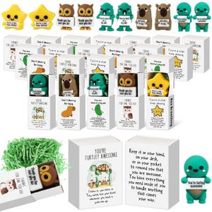 Cinnvoice 100 Set Bulk Gifts for Mothers Day Teacher Appreciation Gifts Nurse Week Employee Coworker Graduation Emotional Support Cute Resin Mini Ornaments Desk Pets Thank You Card Box (Owl)