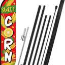 Fanfanwin Sweet Corn Feather Flag with Pole Kit 15 ft Banner Sign for Business Advertising Feather Flag Sign with Flagpole for Outside Garden Business Store Party