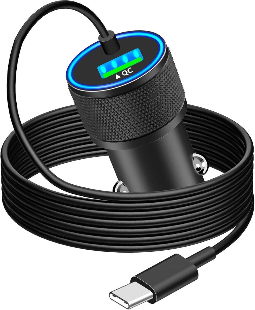 [Apple MFi Certified] iPhone 16 Fast Car Charger, KYOHAYA 75W USB-C PD&QC3.0 Power Cigarette Lighter USB Car Charger Adapter + 6FT Type-C Cable for iPhone 16 Pro/16 Plus/16 Pro Max/15/15 Pro/iPad Pro (Titanium Alloy Black)