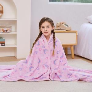 Viviland Kids Rainbow Print Blanket, Warm Lightweight Plush Throw for Boys & Girls, 50" x 60"