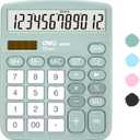 Calculator, Deli Standard Function Desktop Calculators with 12 Digit Large LCD Display and Sensitive Button, Solar Battery Dual Power Office Calculator, Green