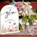 Floral Bridal Shower Decorations, Let Love Glow Sign, Acrylic Signs for Wedding, Wedding Signage for Reception, Boho Bridal Shower Decorations for Proposal, Engagement Ceremony and Reception, 19, 6x8 Inch