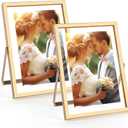 Golden State Art 5x7 Floating Picture Frames 2 Pack, Light Gold Vertical