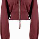 Arssm Cropped Hoodie Women Zip Up Long Sleeve Sweatshirts Casual Fashion Hooded Workout Jacket Crop Top (Red, XS)