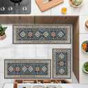 SIPIHA Farmhouse Kitchen Rug Sets 4 Piece with Runner Non Slip Kitchen Rugs and Mats Washable Kitchen Mats for Floor Thick Kitchen Floor Mat Carpet Runner Rugs for Entryway, Laundry, Sink