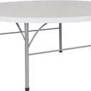 Flash Furniture Stonewall 6' Round Plastic Folding Event Table with Carrying Handle, Bi-Fold Portable Banquet Table for Indoor/Outdoor Events, White
